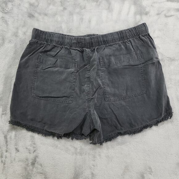 Bella Dahl Shorts Womens M Black Soft Drawstring Waist Frayed Hem Pockets Boho - Picture 2 of 10